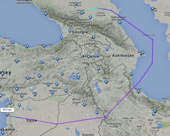 Route used to transport Russian freight to Syria. Copyright "The Aviationist"