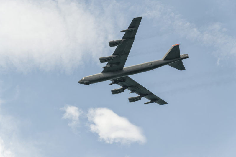 B-52H from Anderson Air Base, Guam performing a fly by.